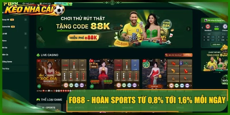 FO88 - Hoàn Sports từ 0,8% tới 1,6% mỗi ngày