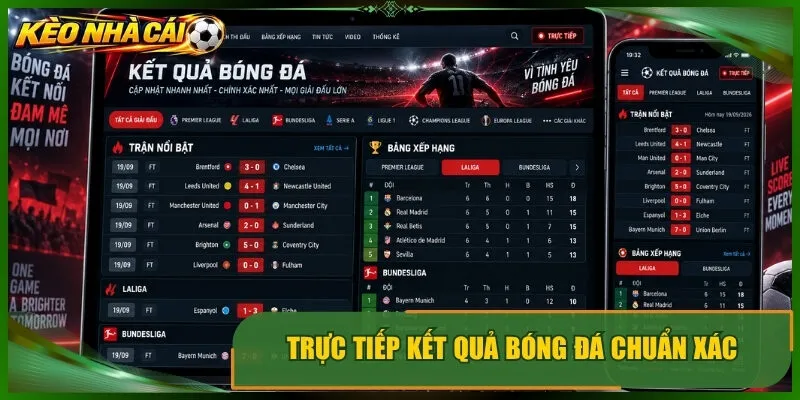 Trực tiếp kết quả bóng đá chuẩn xác